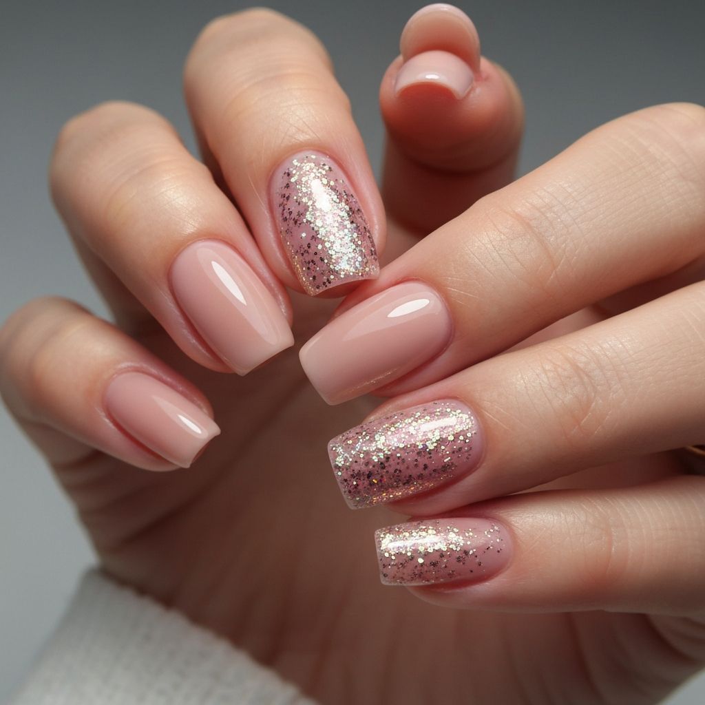 Glitter accent nail design